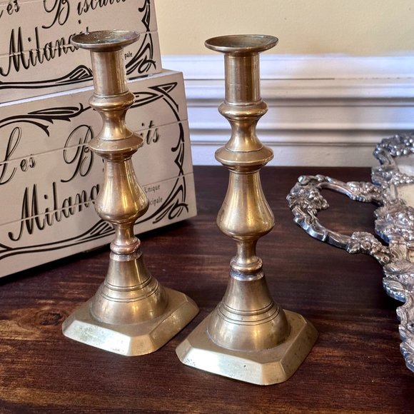 19th Century Brass Candlesticks - Picture 2 of 15